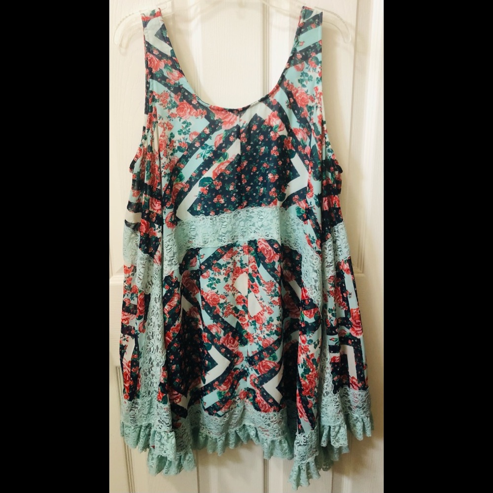 Peach Love California large dress tunic floral